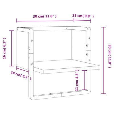 vidaXL Wall Shelf with Bar Grey Sonoma 30x25x30 cm