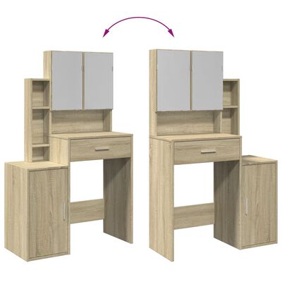 vidaXL Dressing Table with Cabinet Sonoma Oak 80x35x132 cm