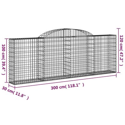 vidaXL Arched Gabion Baskets 15 pcs 300x30x100/120 cm Galvanised Iron