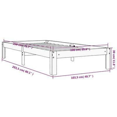 vidaXL Bed Frame without Mattress Wax Brown 100x200 cm Solid Wood Pine