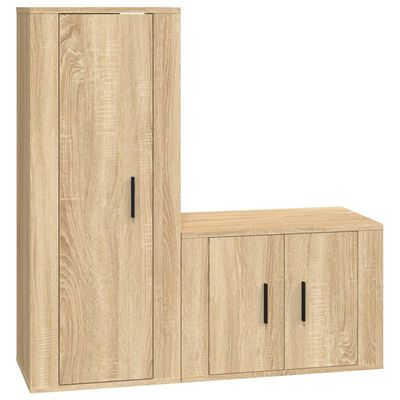 vidaXL 2 Piece TV Cabinet Set Sonoma Oak Engineered Wood