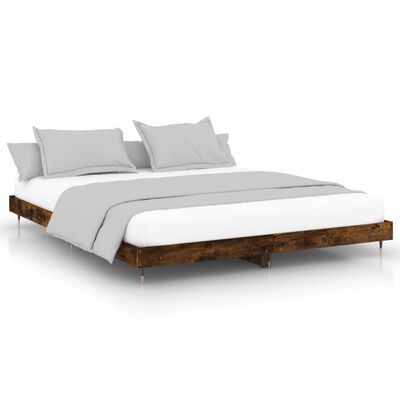 vidaXL Bed Frame without Mattress Smoked Oak 140x200 cm Engineered Wood