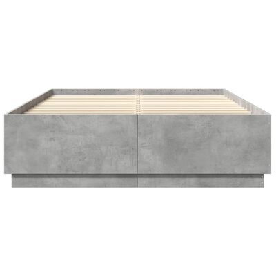 vidaXL Bed Frame with LED without Mattress Concrete Grey 120x200 cm