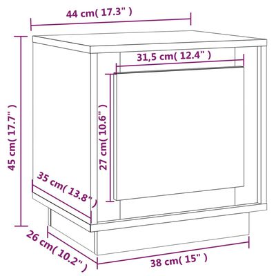 vidaXL Bedside Cabinet Brown Oak 44x35x45 cm Engineered Wood