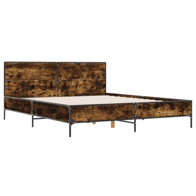 vidaXL Bed Frame without Mattress Smoked Oak 135x190 cm Double