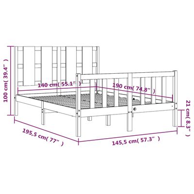 vidaXL Bed Frame without Mattress White 140x190 cm Solid Wood Pine