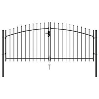 vidaXL Fence Gate Double Door with Spike Top Steel 3x1.25 m Black