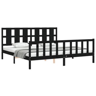 vidaXL Bed Frame without Mattress Black Solid Wood Pine