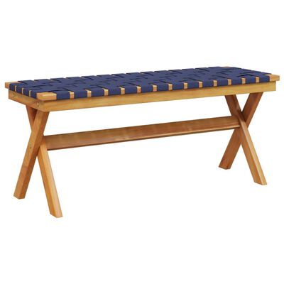 vidaXL Garden Bench Dark Blue Solid Wood Acacia and Fabric