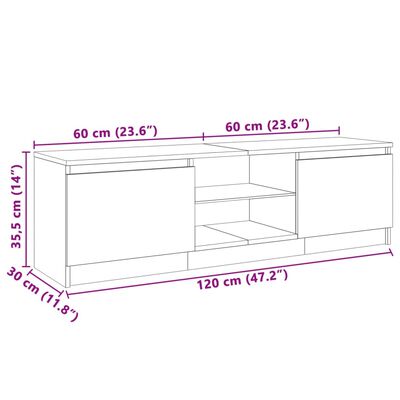 vidaXL TV Cabinet with LED Lights Black 120x30x35.5 cm