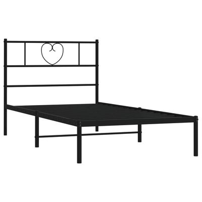 vidaXL Metal Bed Frame without Mattress with Headboard Black 90x190 cm Single