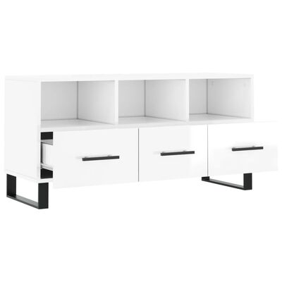 vidaXL TV Cabinet High Gloss White 102x36x50 cm Engineered Wood