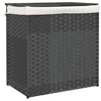 vidaXL Laundry Basket with 2 Sections Grey 53x35x57 cm Poly Rattan