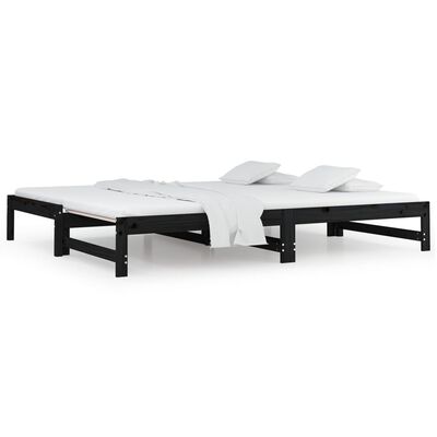 vidaXL Pull-out Day Bed without Mattress Black 2x(80x200) cm