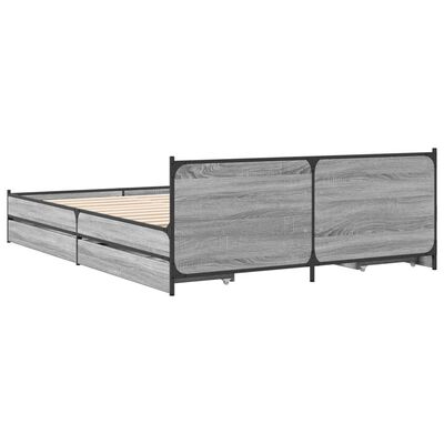 vidaXL Bed Frame with Drawers without Mattress Grey Sonoma 120x190 cm Small Double