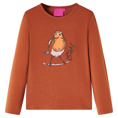 Kids' T-shirt with Long Sleeves Cognac 128