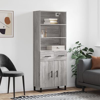 vidaXL Highboard Grey Sonoma 69.5x34x180 cm Engineered Wood