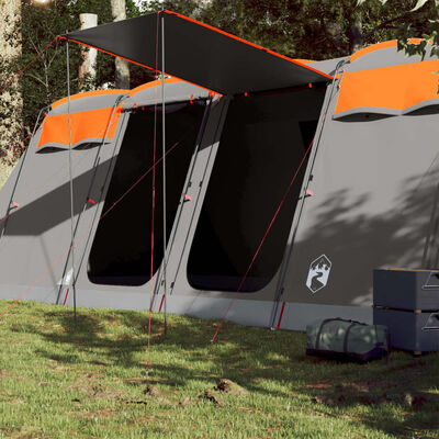 vidaXL Family Tent Tunnel 10-Person Grey and Orange Waterproof