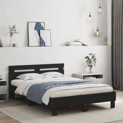 vidaXL Bed Frame with LED without Mattress Black 120x190 cm Small Double