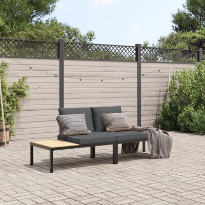 vidaXL 2 Piece Garden Sofa Set with Cushions Black Aluminium