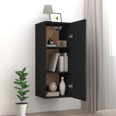 vidaXL Hanging Wall Cabinet Black 34.5x34x90 cm Engineered Wood