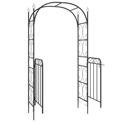 vidaXL Garden Arch with Gate Black 108x45x235 cm Steel