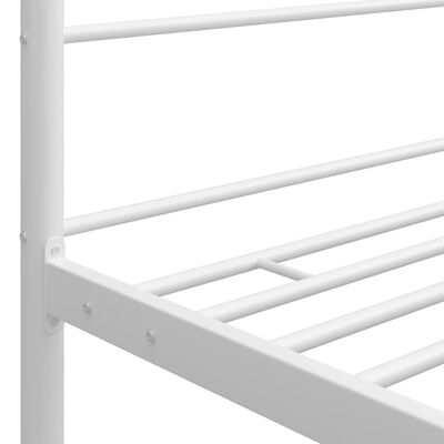 vidaXL Canopy Bed Frame without Mattress White Metal 180x200 cm Super King