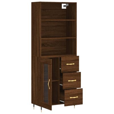 vidaXL Highboard Brown Oak 69.5x34x180 cm Engineered Wood