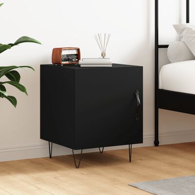 vidaXL Bedside Cabinet Black 40x40x50 cm Engineered Wood