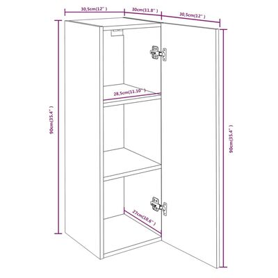 vidaXL TV Cabinet Smoked Oak 30.5x30x90 cm Engineered Wood