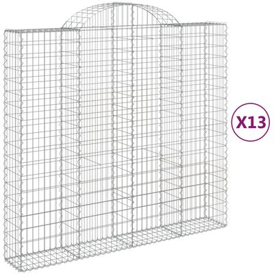 vidaXL Arched Gabion Baskets 13 pcs 200x50x180/200 cm Galvanised Iron