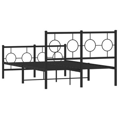 vidaXL Metal Bed Frame without Mattress with Footboard Black 120x190 cm Small Double