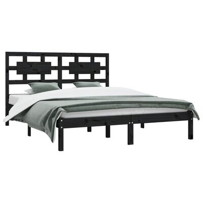 vidaXL Bed Frame without Mattress Black 200x200 cm Solid Wood Pine