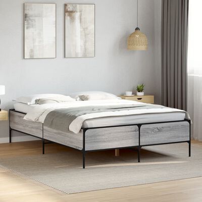 vidaXL Bed Frame without Mattress Grey Sonoma 120x200 cm