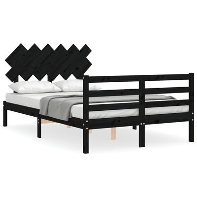 vidaXL Bed Frame without Mattress Black 120x200 cm Solid Wood