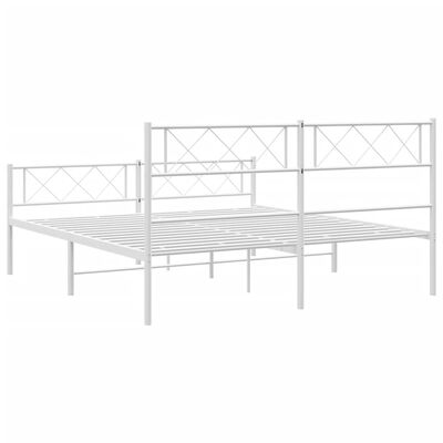 vidaXL Metal Bed Frame without Mattress with Footboard White 140x200 cm