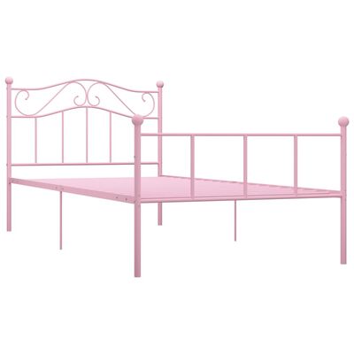 vidaXL Bed Frame without Mattress Pink Metal 90x200 cm