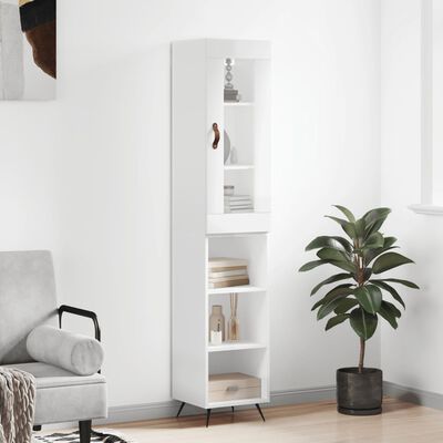 vidaXL Highboard High Gloss White 34.5x34x180 cm Engineered Wood