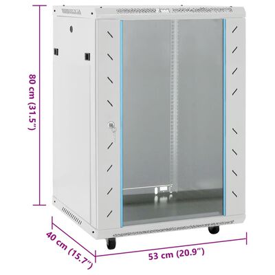 vidaXL 15U Network Cabinet with Swivel Feet 19" IP20 53x40x80 cm