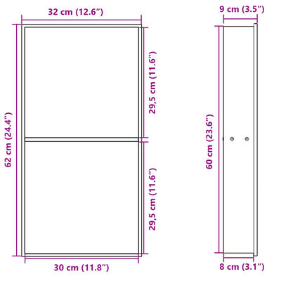 vidaXL Shower Niche Brushed Gold 32x62x9 cm Stainless Steel