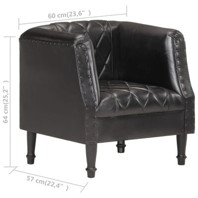 vidaXL Tub Chair Black Real Goat Leather