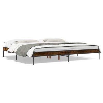 vidaXL Bed Frame without Mattress Smoked Oak 180x200 cm Super King