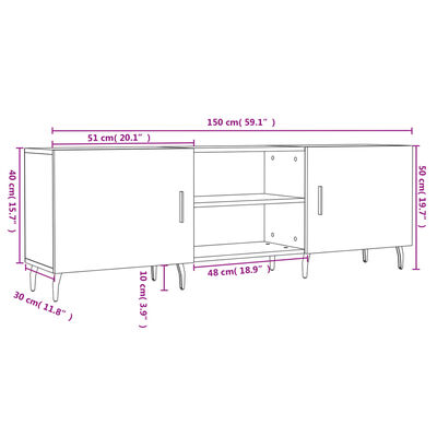 vidaXL TV Cabinet White 150x30x50 cm Engineered Wood