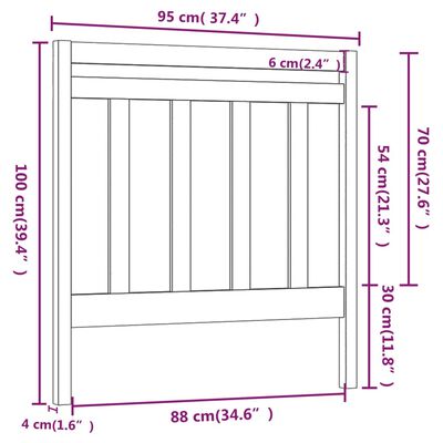 vidaXL Bed Headboard White 95x4x100 cm Solid Wood Pine