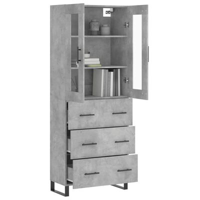 vidaXL Highboard Concrete Grey 69.5x34x180 cm Engineered Wood