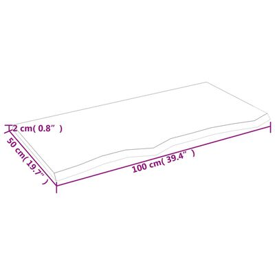 vidaXL Bathroom Countertop 100x50x2 cm Untreated Solid Wood