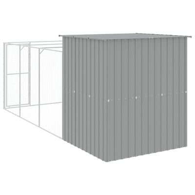 vidaXL Dog House with Run Light Grey 165x455x181 cm Galvanised Steel