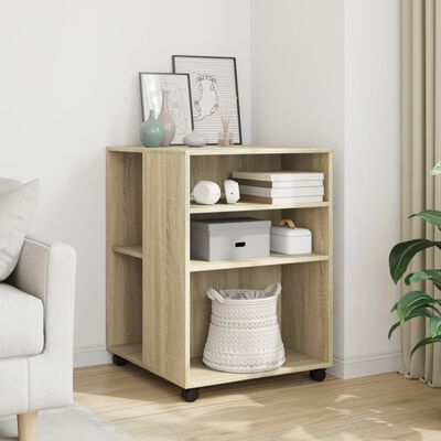 vidaXL Side Table with Wheels Sonoma Oak 55x60x78 cm Engineered Wood