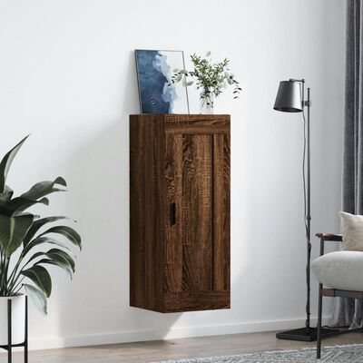 vidaXL Wall Mounted Cabinet Brown Oak 34.5x34x90 cm Engineered Wood