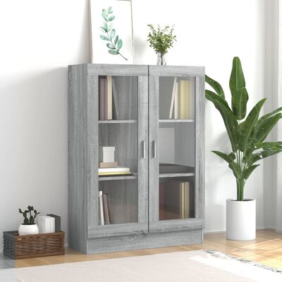 vidaXL Vitrine Cabinet Grey Sonoma 82.5x30.5x115 cm Engineered Wood